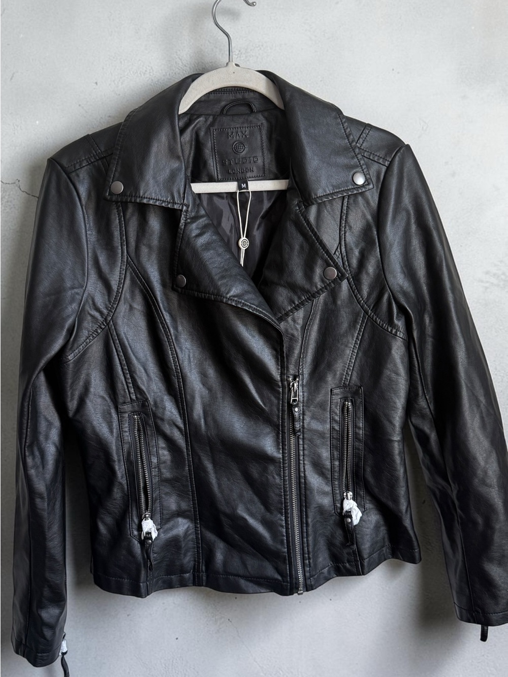Max Studio Black Leather Moto Jacket